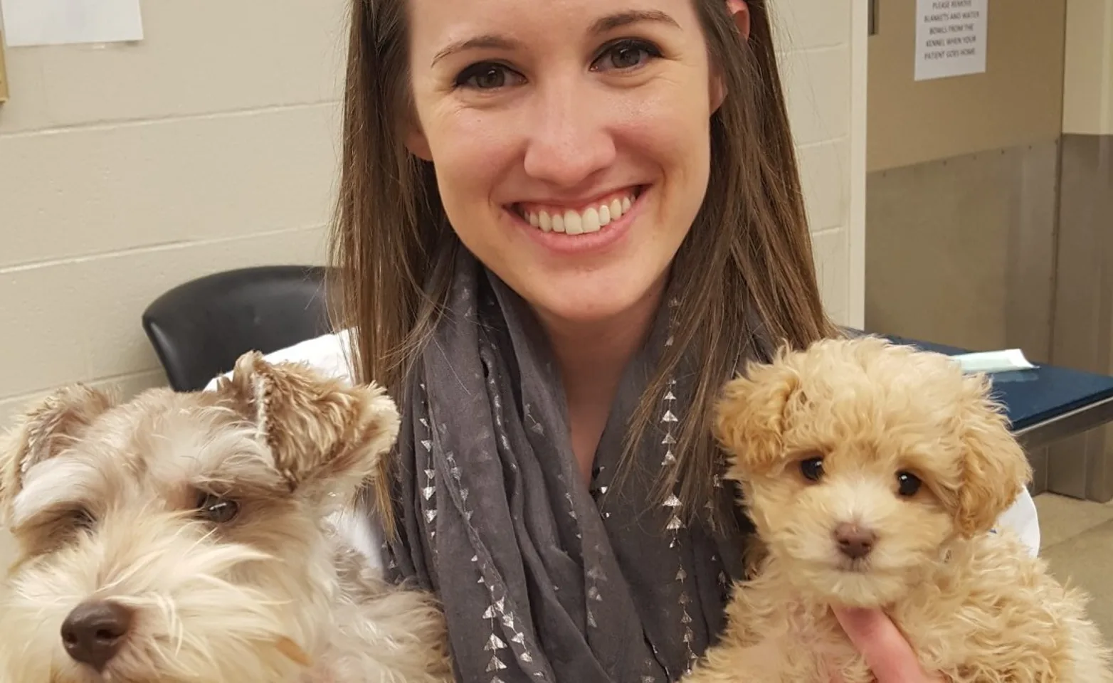 Dr. Stacy Friesen holding two dogs